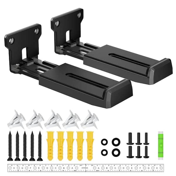 3.6 in. to 6.4 in. Black Adjustable Soundbar Wall Mount with 33 lb. Capacity for Under TV Installation