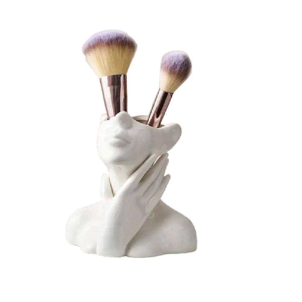 White Ceramic Face Bud Vase for Table Decor