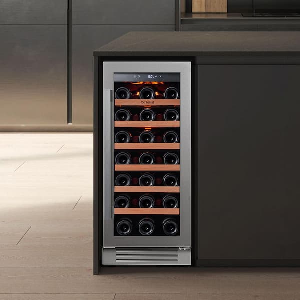 15 in. Single Zone 33-Bottles Built-In Wine Cooler Refrigerator Fast Cooling Compressor Fridge Frost-Free Touch Panel