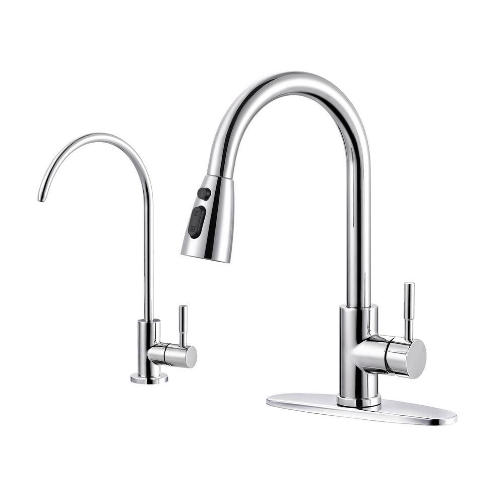 Single Handle Pull Down Sprayer Kitchen Faucet with Water Filter Faucet Stainless Steel in Chrome price history on PriceWatchPro