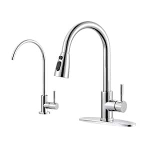 Single Handle Pull Down Sprayer Kitchen Faucet with Water Filter Faucet Stainless Steel in Chrome
