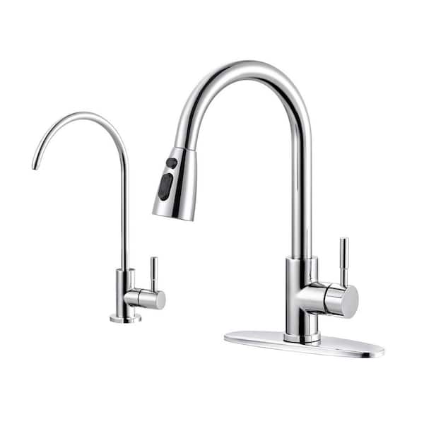 ARCORA Single Handle Pull Down Sprayer Kitchen Faucet with Water Filter Faucet Stainless Steel in Chrome