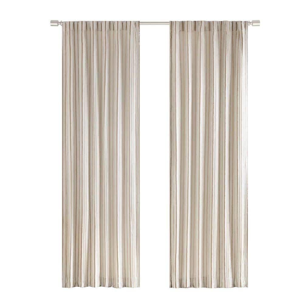 Extended Nude Textured Polyester Light-Filtering Drapes