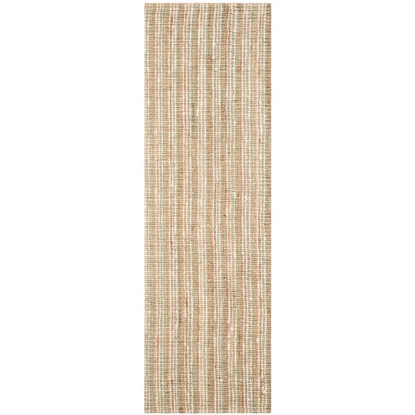 Natural Fiber Sage/Natural 3 ft. x 12 ft. Woven Crosstitch Runner Rug