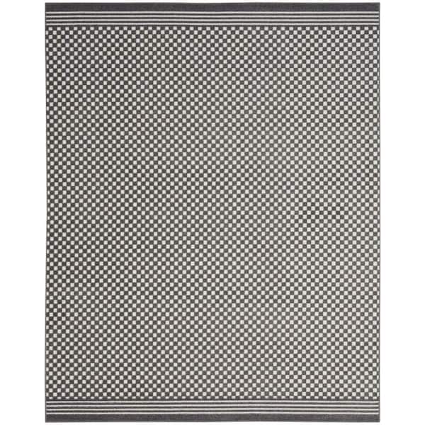 Nourison Casual Grey 9 ft. x 12 ft. Checker Contemporary Area Rug