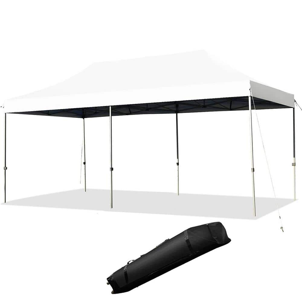 SUGIFT Heavy Duty 10 ft. x 20 ft. White Pop Up Canopy Tent with Carrying Bag SGFT88371 The Home Depot