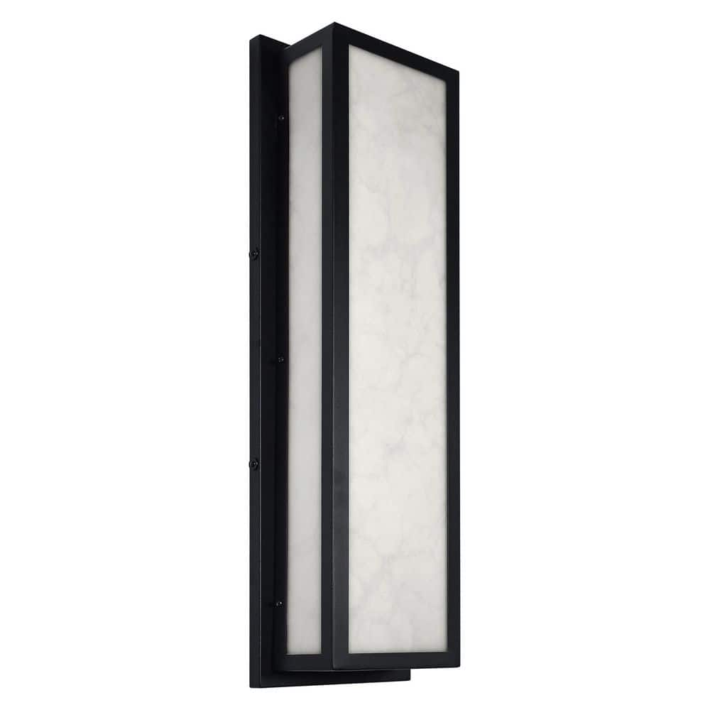 25 in. Black Outdoor Integrated LED Rectangle Hardwired Lantern Wall Sconce with Resin Shade 3000K Waterproof for Garden price history on PriceWatchPro