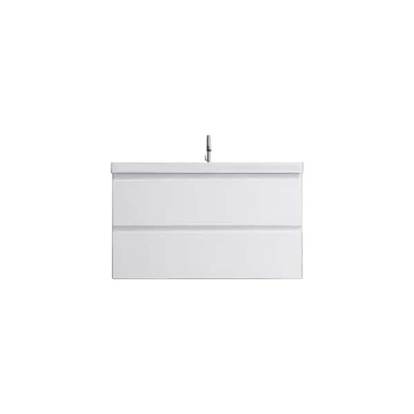 35 in. D x 19.75 in. W x 21 in. H Single Sink Wall Mount Bath Vanity in White with White Cultured Marble Top (Assembled)