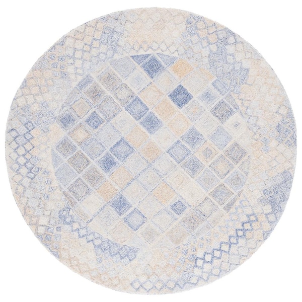 SAFAVIEH Abstract Blue/Gray 6 ft. x 6 ft. Geometric Diamond Round Area Rug