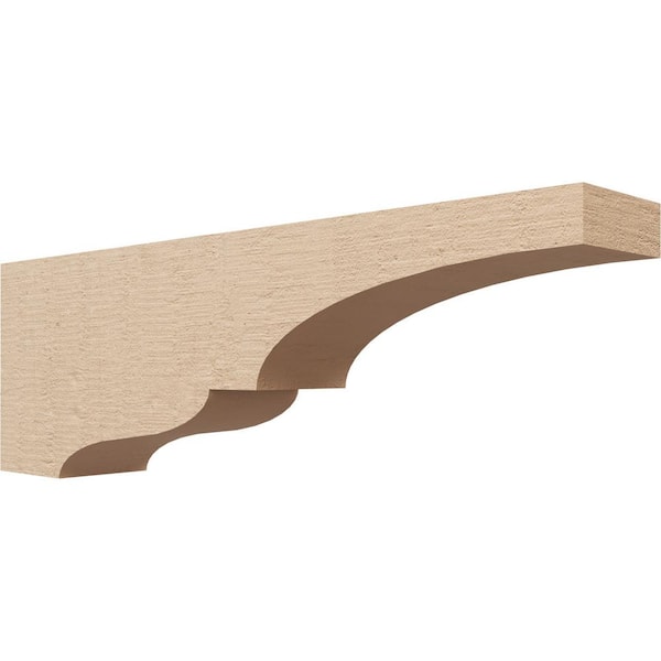 Ekena Millwork 4 in. x 8 in. x 24 in. Thin Asheboro Rough Cedar Woodgrain TimberThane Corbel, Primed Tan