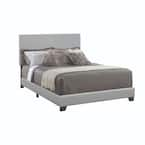 Benjara California Gray King Size Leather Upholstered Platform Bed BM182798