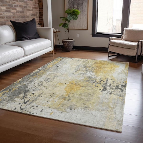 Chantille Machine Washable Indoor/Outdoor Abstract ACN1840 Gold 10 ft. x 14 ft. Accent Rug