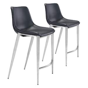 Magnus Counter Chair (Set of 2) Black & Silver