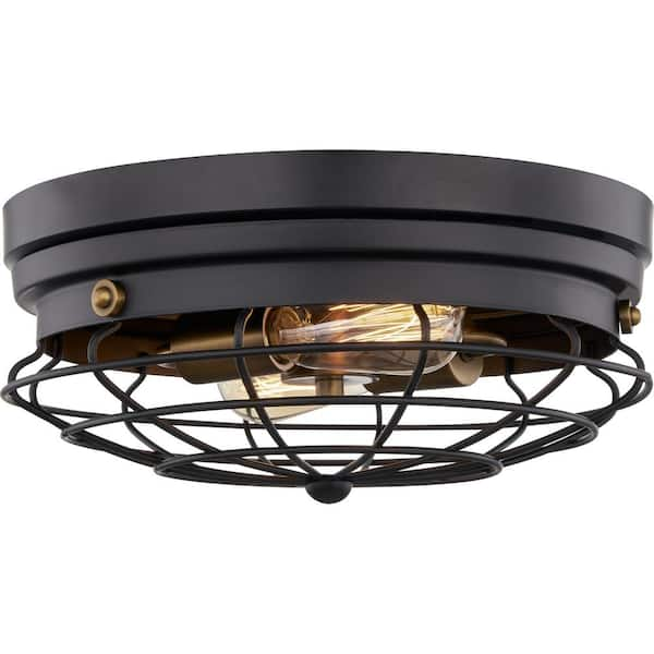 Quoizel Montpelier 13.25 in. 2-Light Matte Black Flush Mount