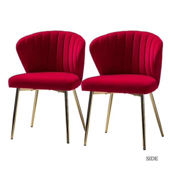 JAYDEN CREATION Milia Red Tufted Dining Chair (Set of 2)