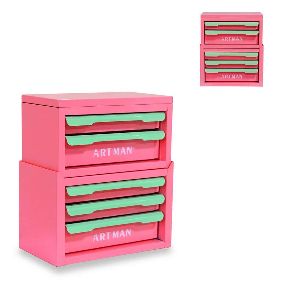 11.2 in. W x 12.6 in. H x 6.2 in. D Pink and Green 4-Drawer Storage Box Compact Desktop System for Office, Cosmetic price history on PriceWatchPro