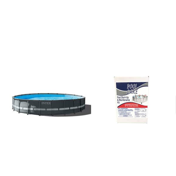 Intex 20 ft. Round 48 in. D Hard Sided Above Ground Swimming Pool Set and Qualco Chemical Maintenance Kit