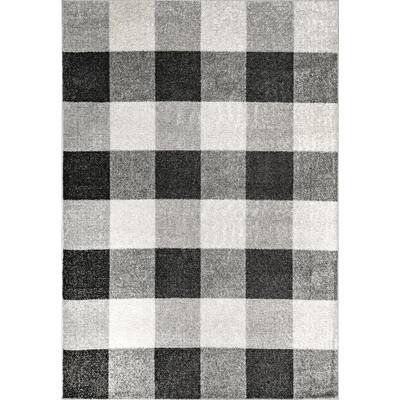 Aisha Buffalo Plaid Gray 9 ft. x 12 ft. Area Rug