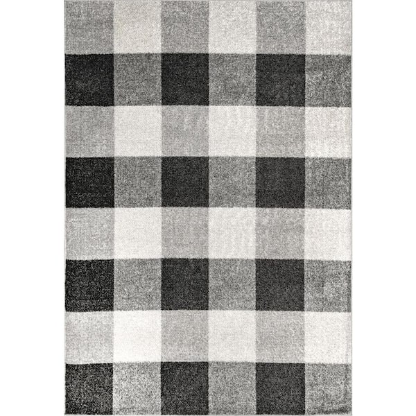 nuLOOM Aisha Buffalo Plaid Gray 6 ft. 7 in. x 9 ft. Area Rug