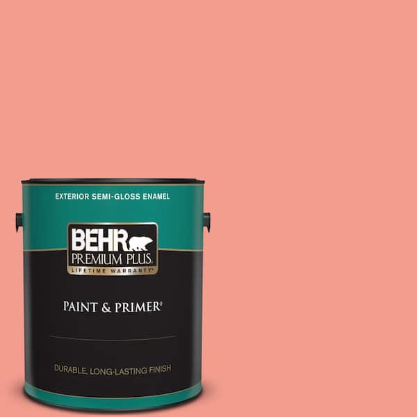 BEHR PREMIUM PLUS 1 gal. #180B-4 Fruit Shake Semi-Gloss Enamel Exterior Paint & Primer