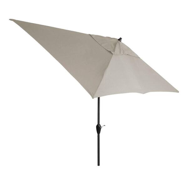 Hampton Bay 10 ft. x 6 ft. Aluminum Patio Umbrella in Gray with Push-Button Tilt