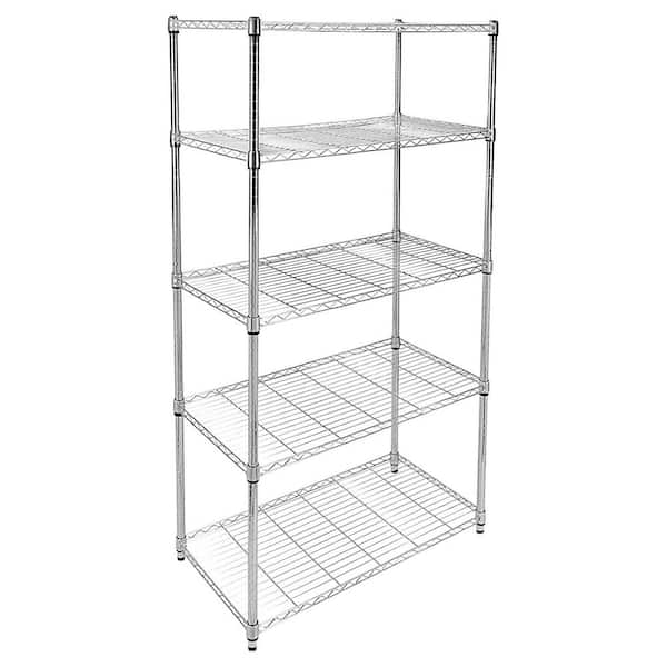 Siavonce 5-Shelf Shelving with Wheels Steel Pantry Organizer