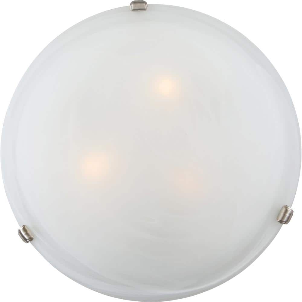 Brushed Nickel Alabaster Glass Round Flush Mount Ceiling Light
