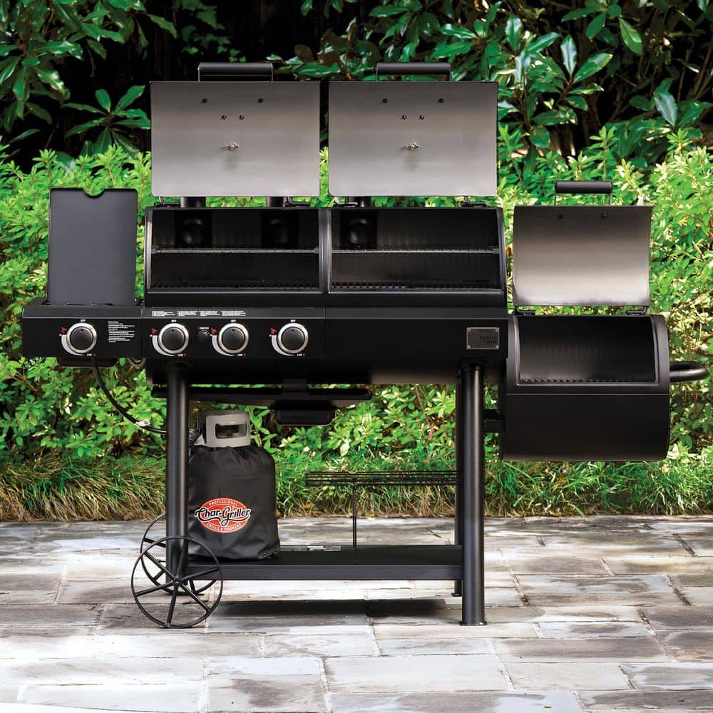 Char-Griller Texas Trio 4-Burner Dual Fuel Grill with Smoker - Thumbnail 2