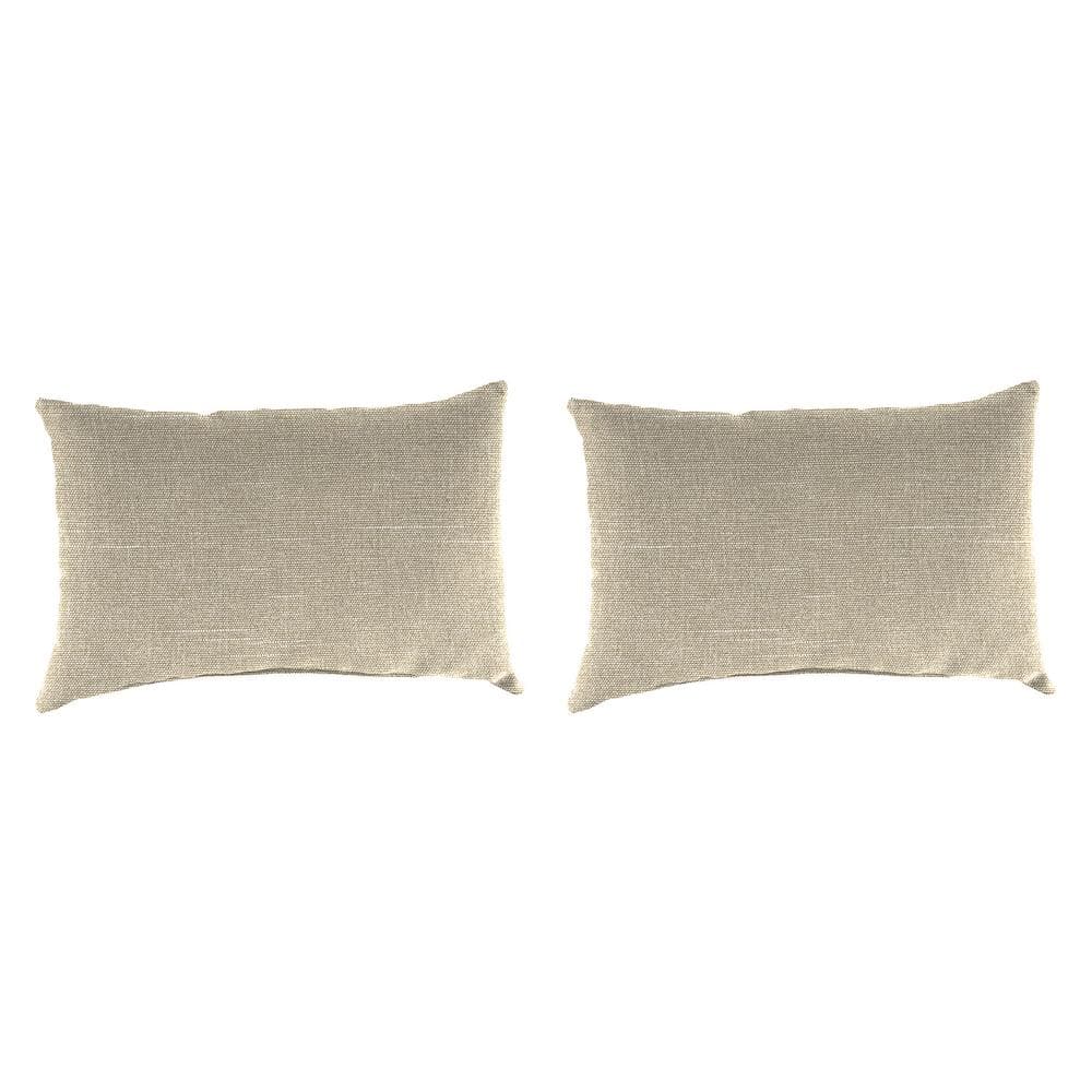 Beige Outdoor Lumbar Throw Pillows Set of 2