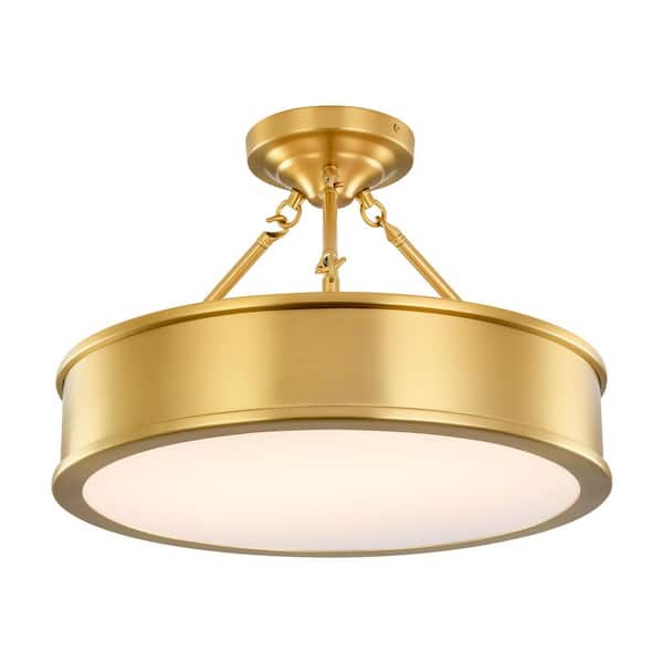 Jenny 18.5 in. 1-Light Drum 3000K Warm Light LED Semi-Flush Mount Lighting