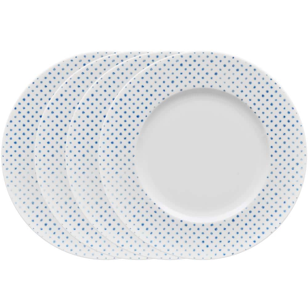 Noritake Blue Hammock 91/2 in. Blue Porcelain Dots Rim Salad Plates