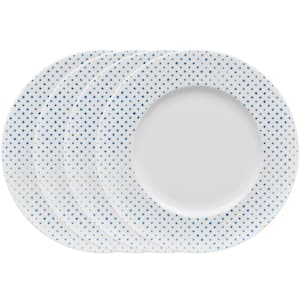 Blue Hammock 9.5 in. (Blue) Porcelain Dots Rim Salad Plates, (Set of 4)