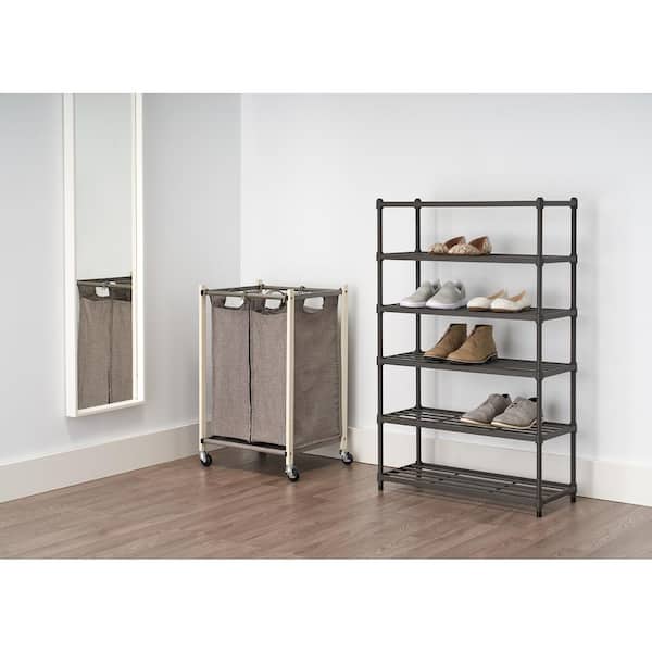 Basics White 2-Bag Laundry Cart With Wheels