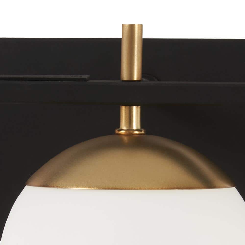 Autumn Gold & Weathered Black 3-Light Vanity with Etched Opal Shades