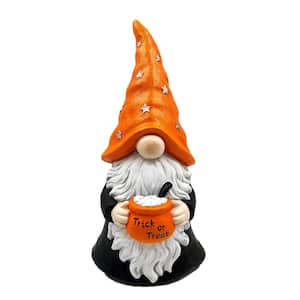 21 in. Tall Halloween Gnome Wizard with Cauldron and Orange Hat