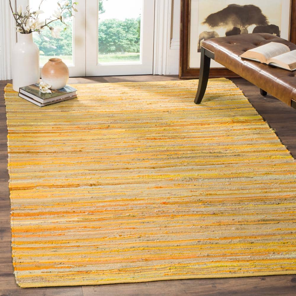 Handmade Multicolor Stripe Wool and Cotton Square Rug 4' x 4'