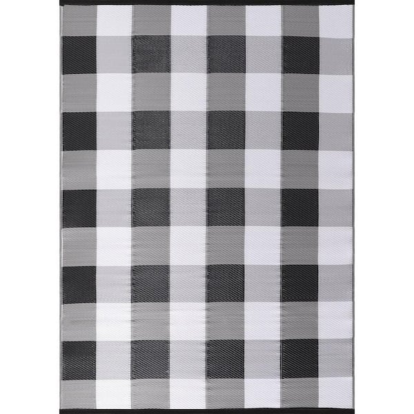 Beverly Rug 9 X 12 Gray White Lightweight Buffalo Reversible Plastic Indoor Outdoor Area Rug