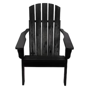 36.25"H Black Wooden Indoor/Outdoor Mid-Century Modern Adirondack Chair with HYDRO-TEX finish, Home Patio Lawn Furniture