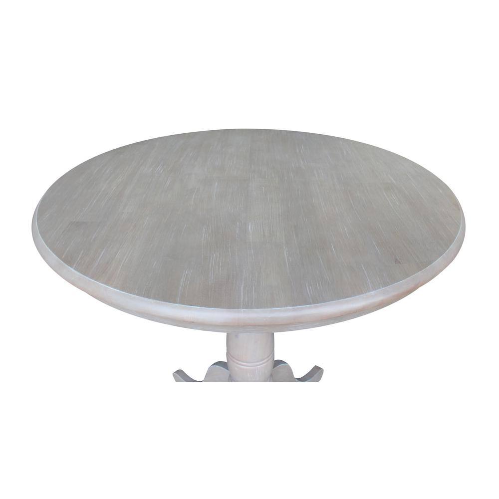 Elegant 38" Solid Wood Round Pedestal Dining Table in Washed Gray