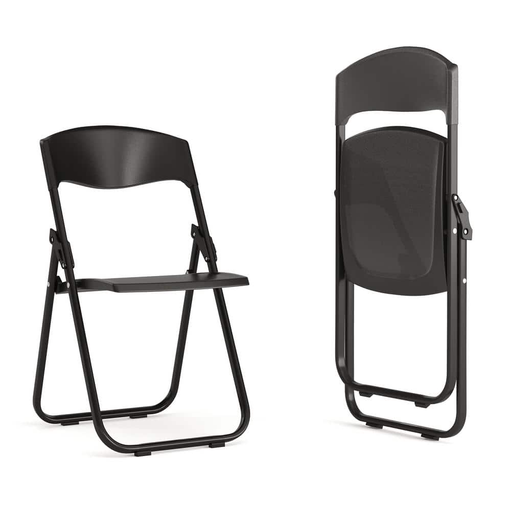 Black Plastic Seat with Metal Frame Folding Chair (Set of 2) price history on PriceWatchPro