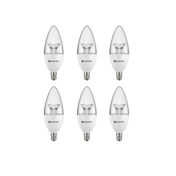 EcoSmart 40-Watt Equivalent B11 Dimmable Clear Blunt Tip LED Light Bulb Soft White (6-Pack)