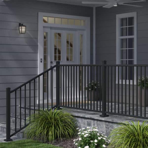 Weatherables Classic Square 3.5 ft. H x 70-1/2 in. W Textured Black Aluminum Stair Railing Kit