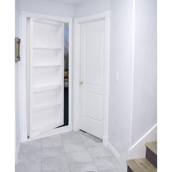 32 in. x 80 in. Assembled Right-Hand/Universal Swing Paint-Ready White Plywood Core Flush Mount Hidden Bookcase Door