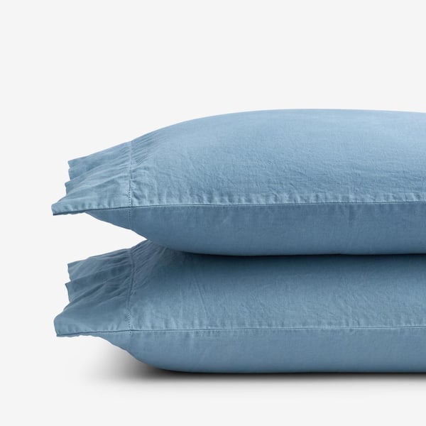 The Company Store Legends Hotel Relaxed Shadow Blue Linen King Pillowcase (Set of 2)