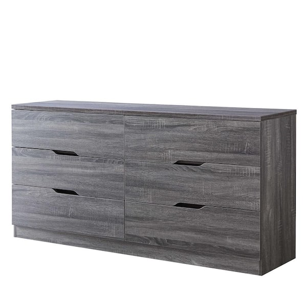 6 Drawer Distressed Gray Dresser, Gray Distressed Wood Dresser