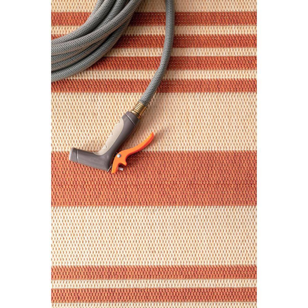 Terracotta Stripe Reversible Synthetic 6'3" x 9'2" Area Rug