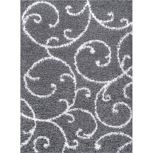 Soho Shag Floral Gray 3 ft. x 5 ft. Indoor Area Rug