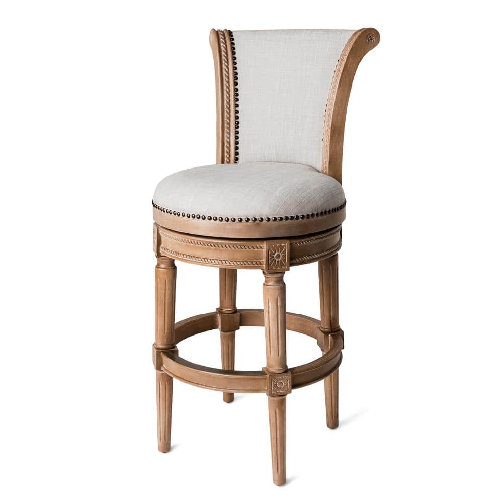 Chapman 31in. Wood Bar Height Swivel Barstool with Back Weathered Natural