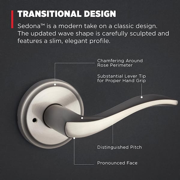 Kwikset Sedona Satin Nickel Bedroom Bathroom Privacy Door Handle