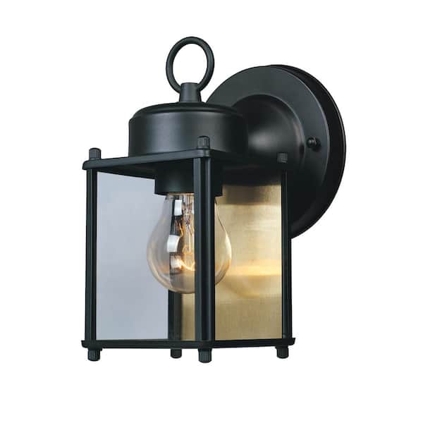 Preston Black 1-Light Outdoor Line Voltage Hardwired Porch Light Wall Sconce with No Bulb Included